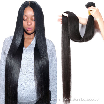 UseXy Hair 32 34 36 38 40 inci Lurus Rambut Manusia Menenun Bundle Virgin Brazil Hair Extension